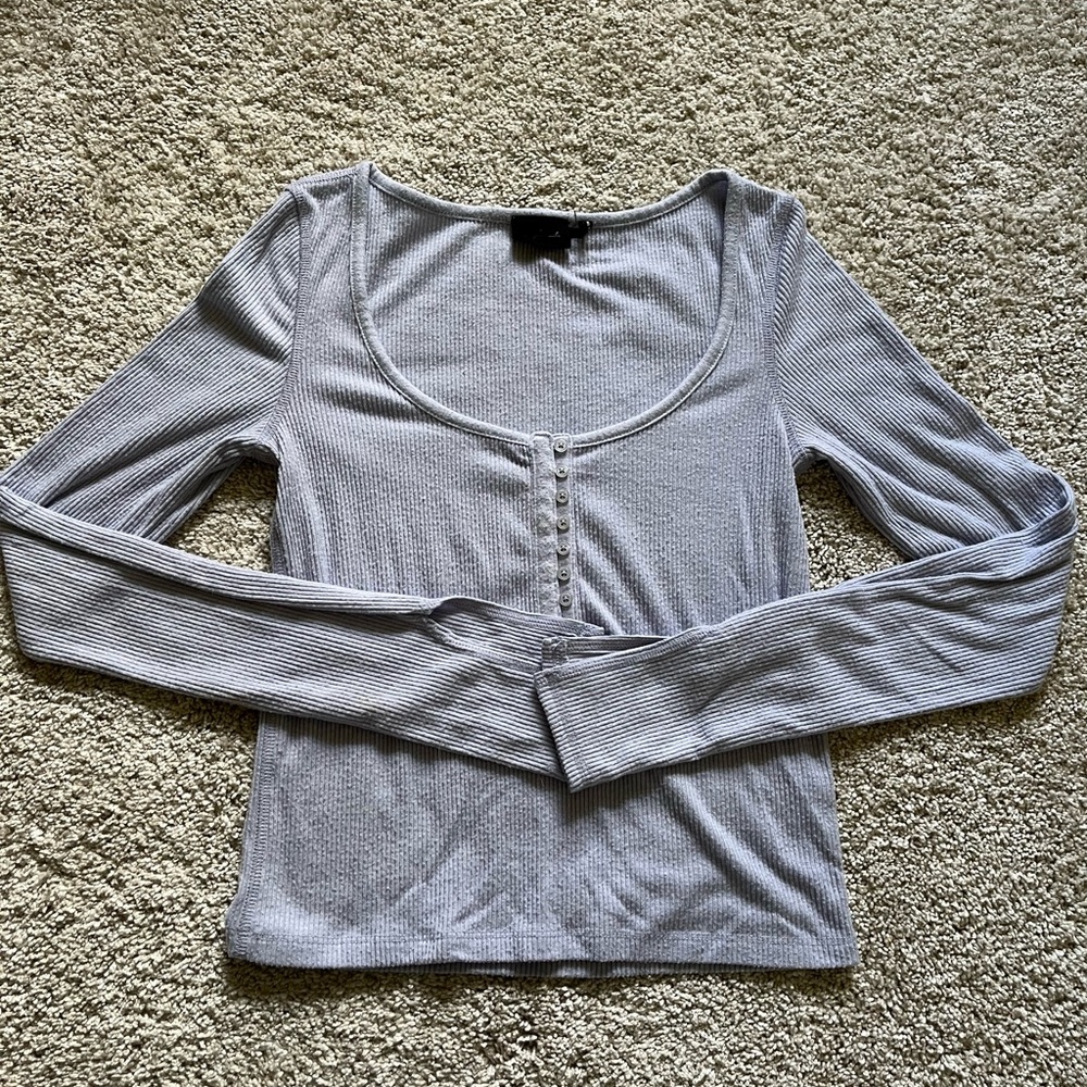 Urban Outfitters Out From Under Size SP Ribbed Light Blue Top Extra Long Sleeve